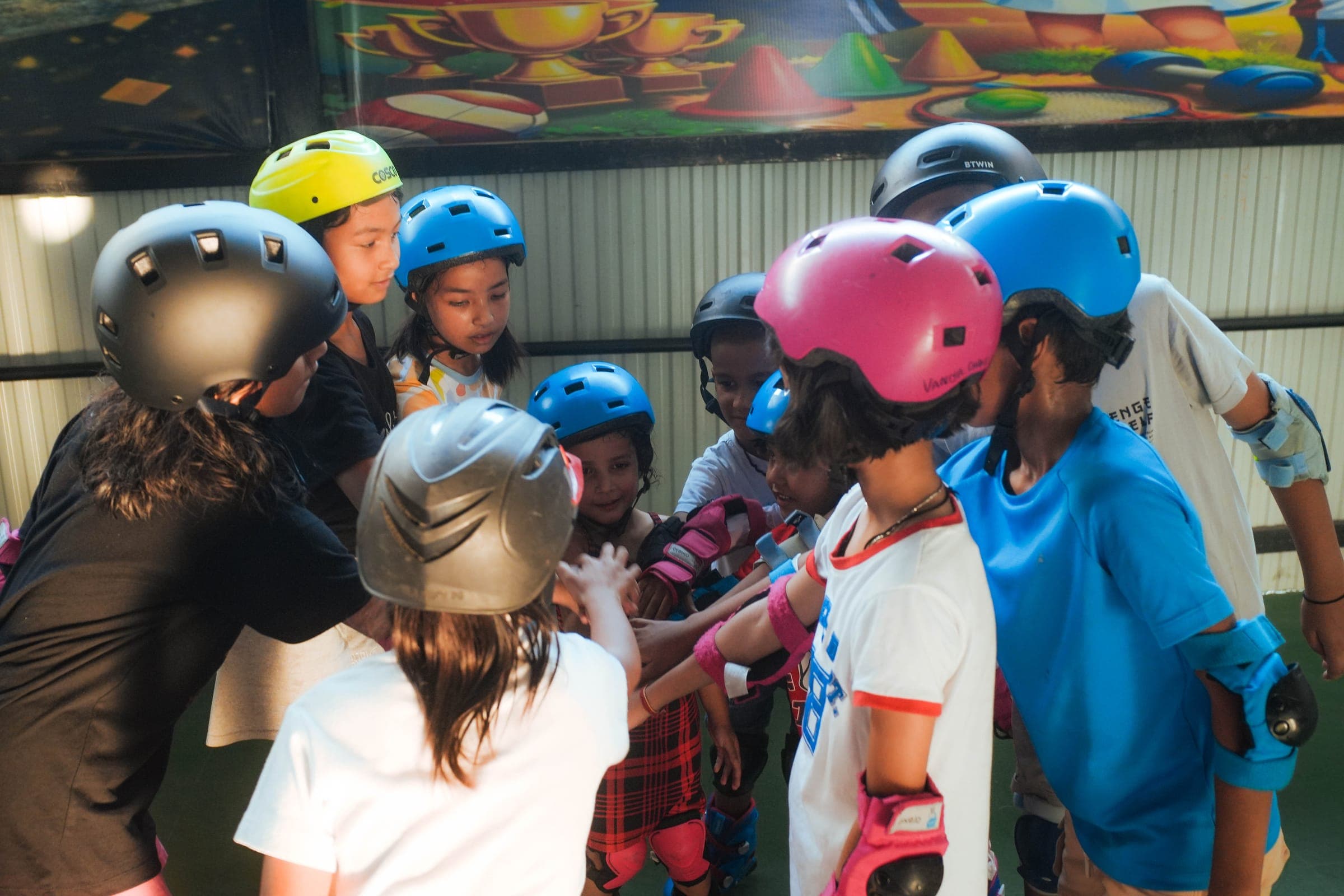 Skating team huddle at Aspire Sports Academy