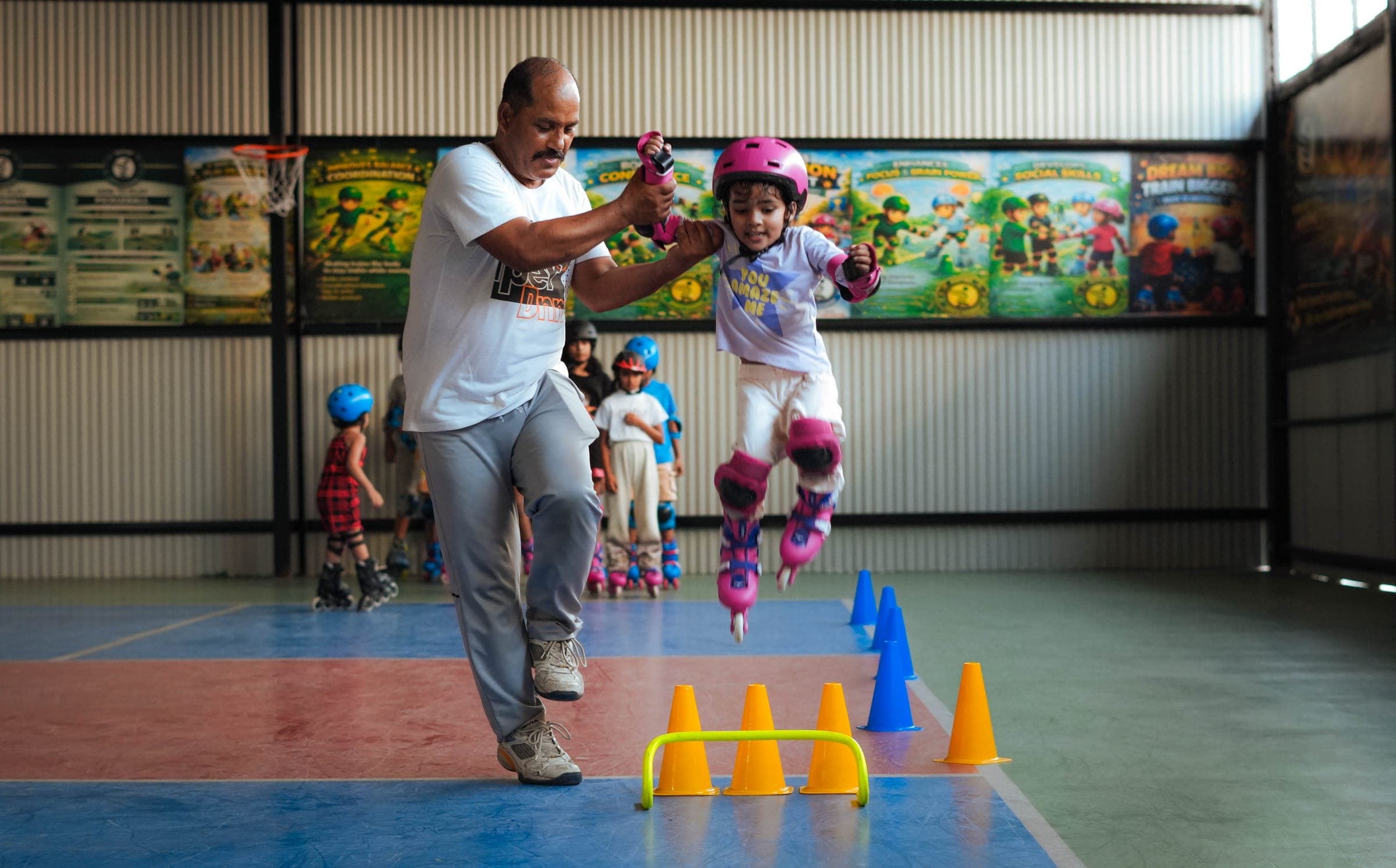 Roller skating lesson at Aspire Sports Academy