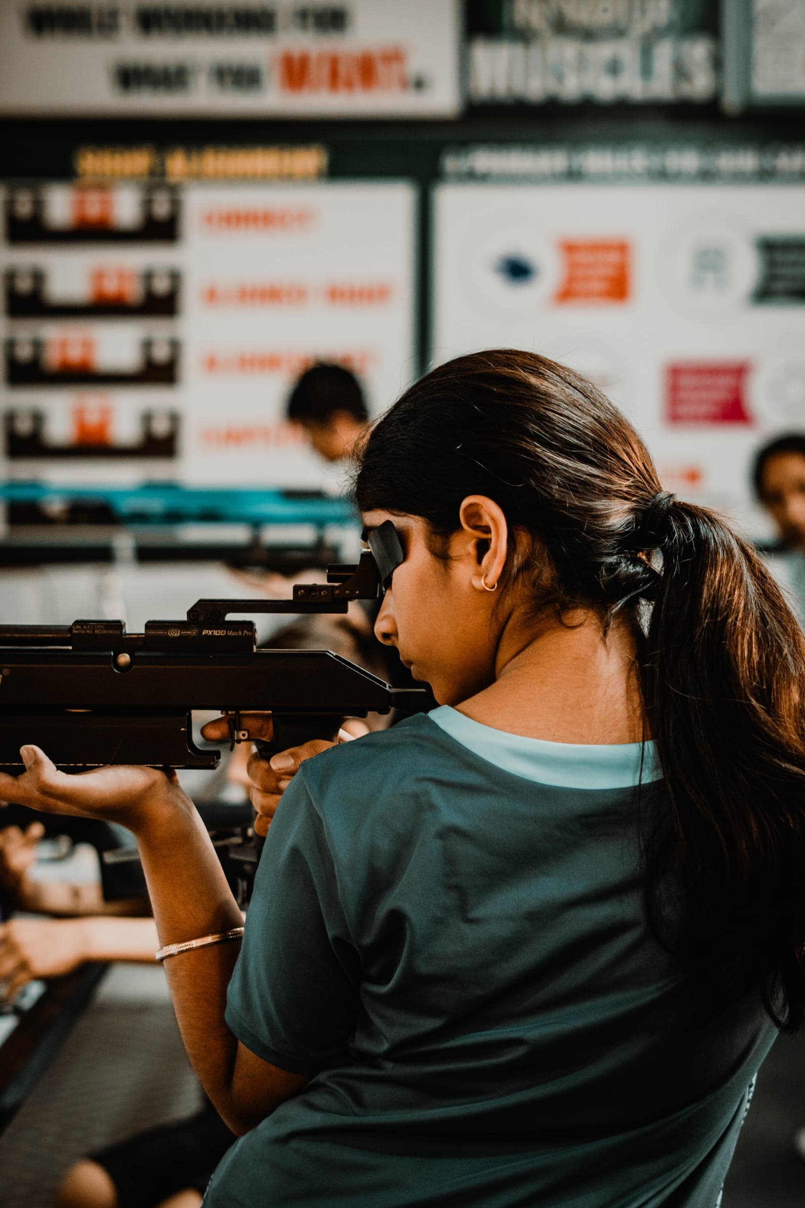 Air rifle shooting practice at Aspire Sports Academy