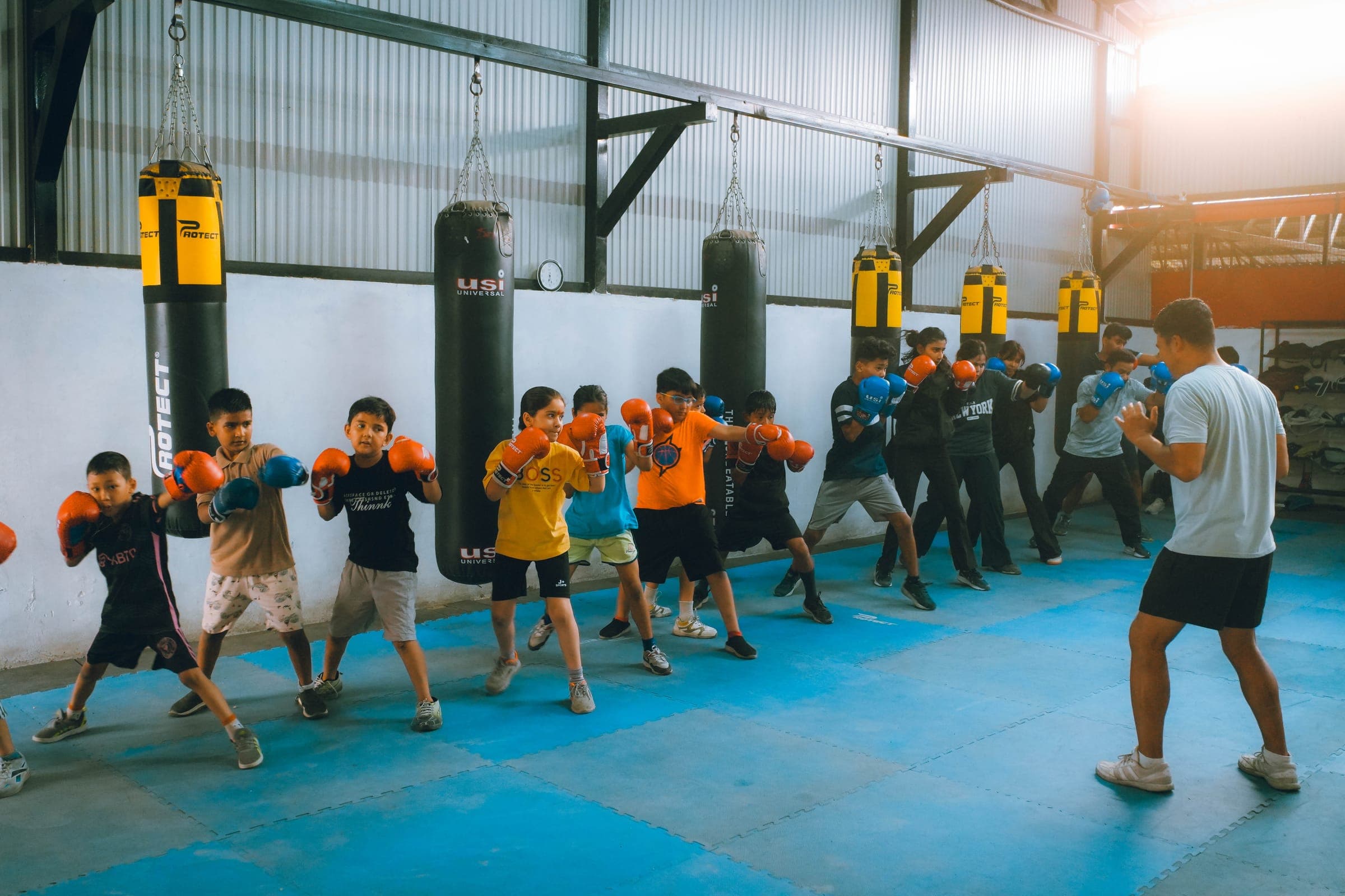Boxing class in session at Aspire Sports Academy