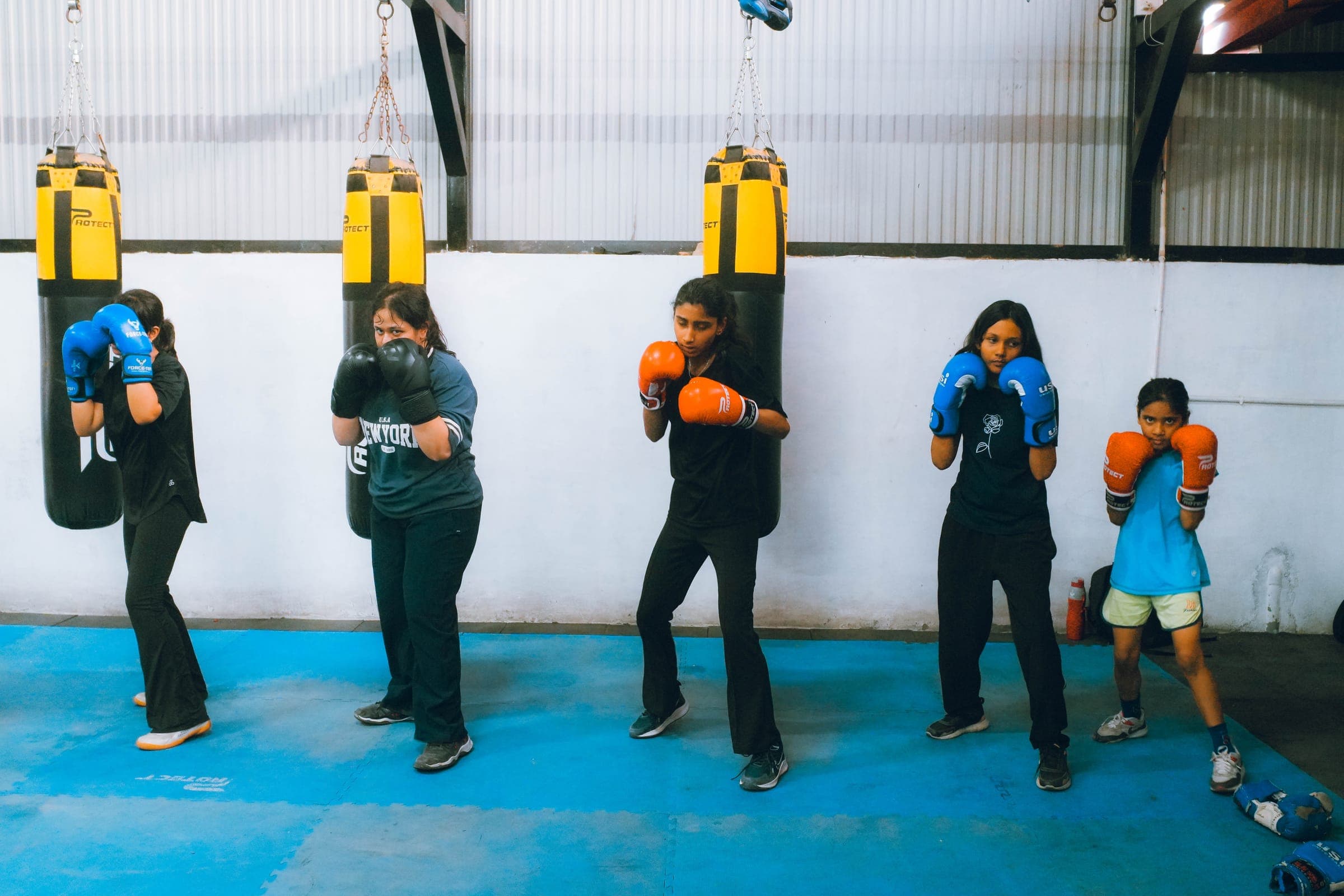 Girls boxing class at Aspire Sports Academy