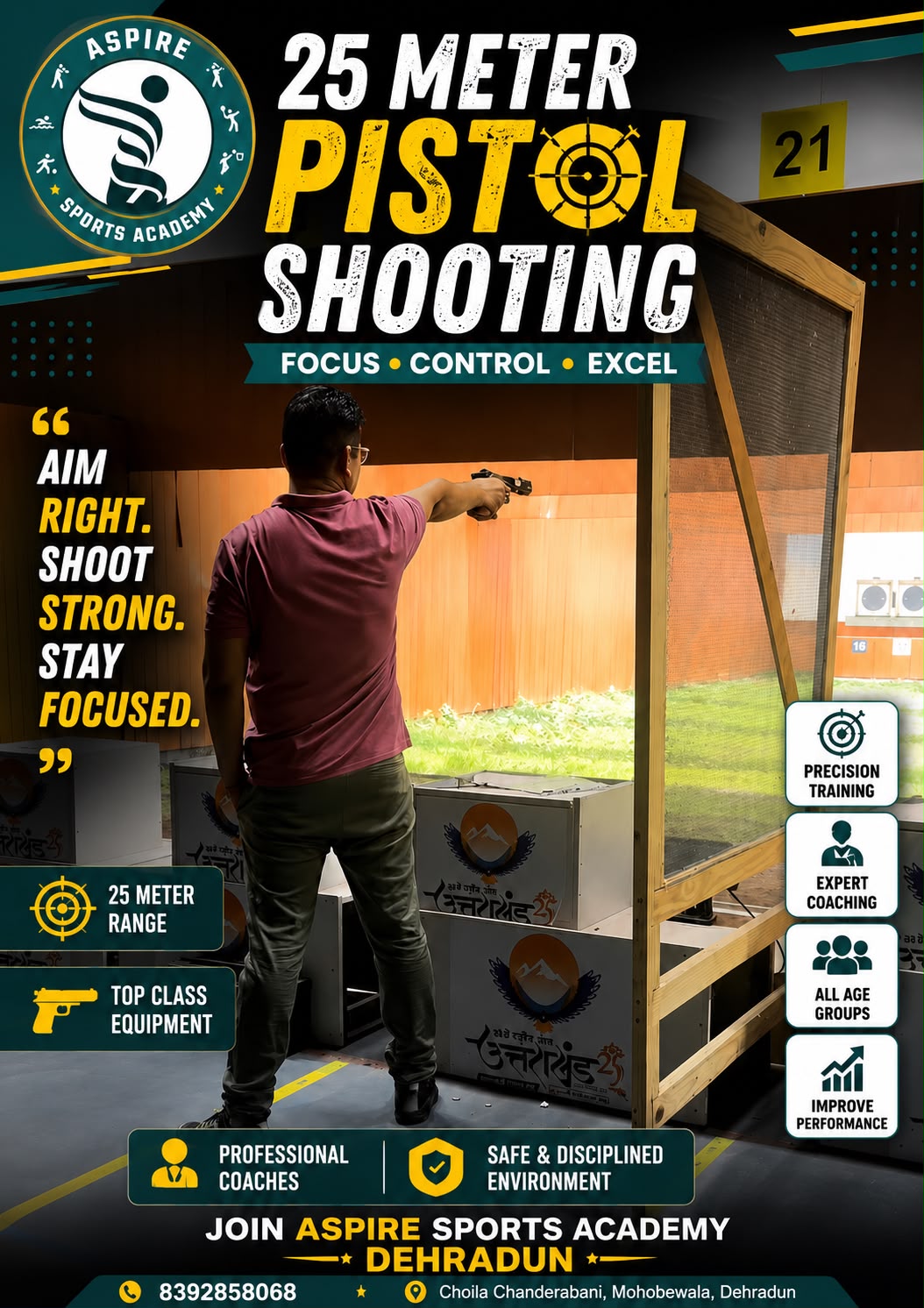 25m pistol shooting training at Aspire Sports Academy