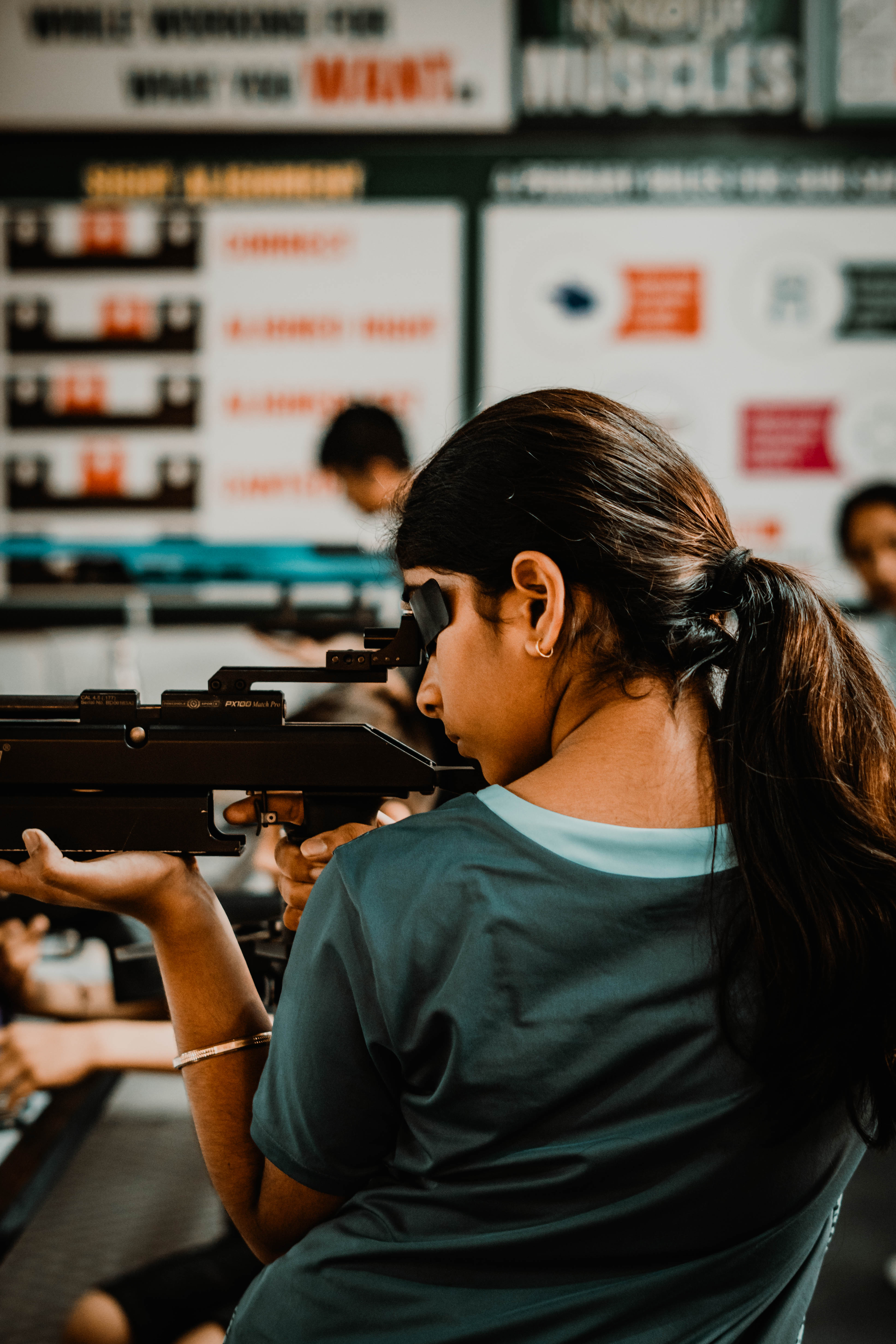 Air rifle shooting practice at Aspire Sports Academy